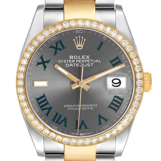 Rolex Datejust 36 Steel Yellow Gold Wimbledon Diamond Dial Watch