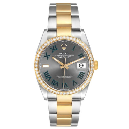 Rolex Datejust 36 Steel Yellow Gold Wimbledon Diamond Dial Watch