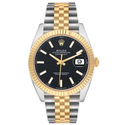 Rolex Datejust 41 Steel Yellow Gold Black Dial Mens Watch