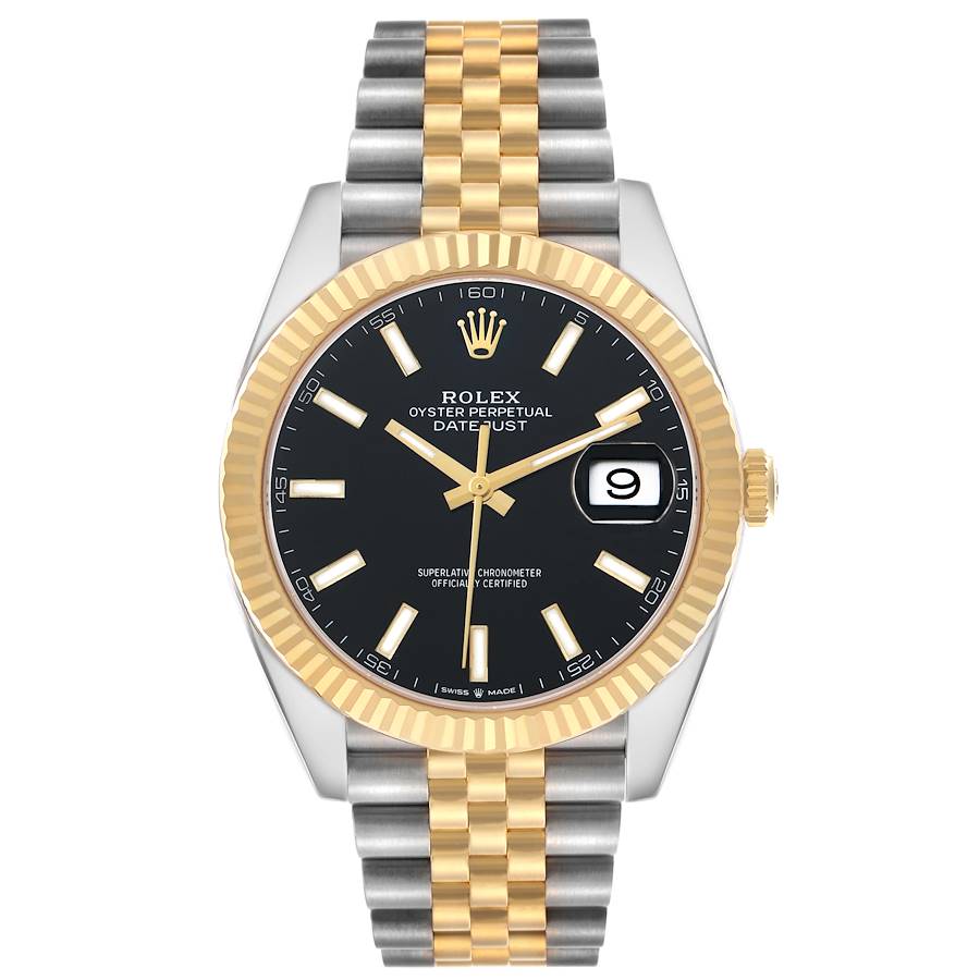 Rolex Datejust 41 Steel Yellow Gold Black Dial Mens Watch
