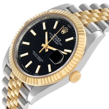 Rolex Datejust 41 Steel Yellow Gold Black Dial Mens Watch