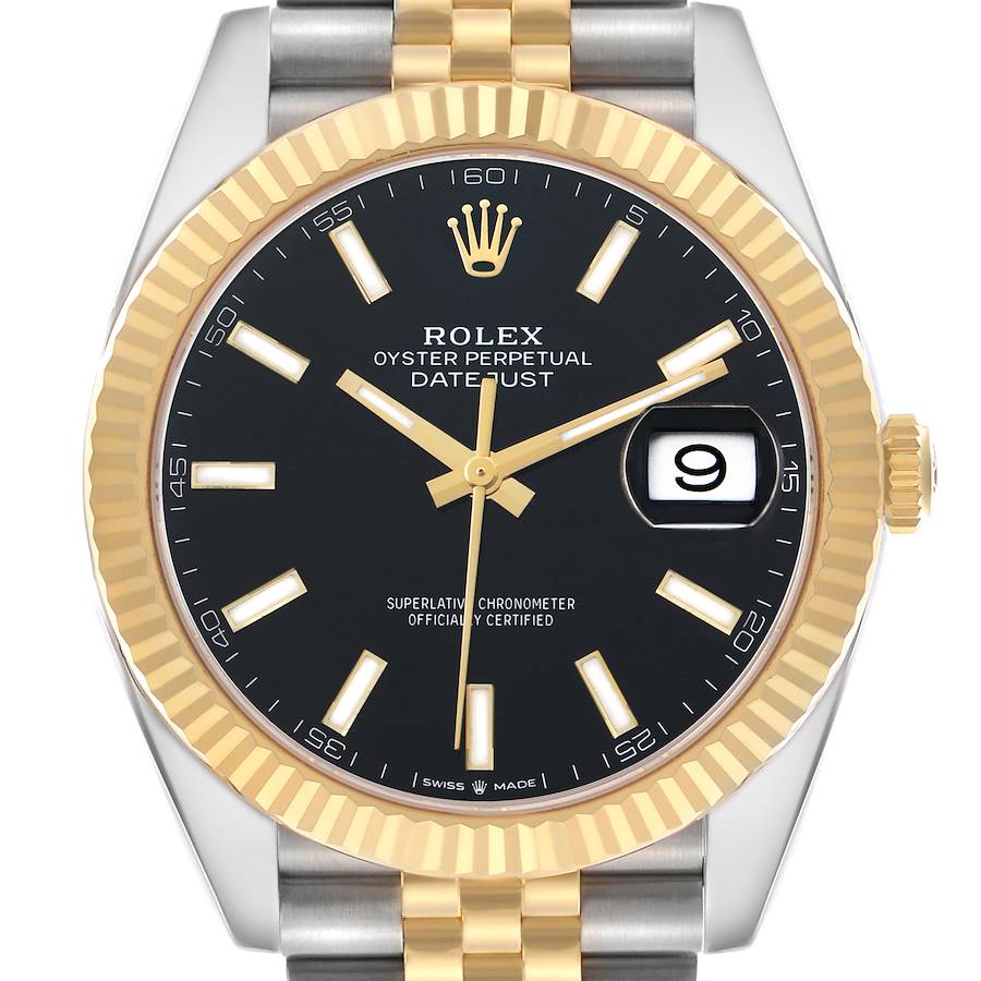 Rolex Datejust 41 Steel Yellow Gold Black Dial Mens Watch