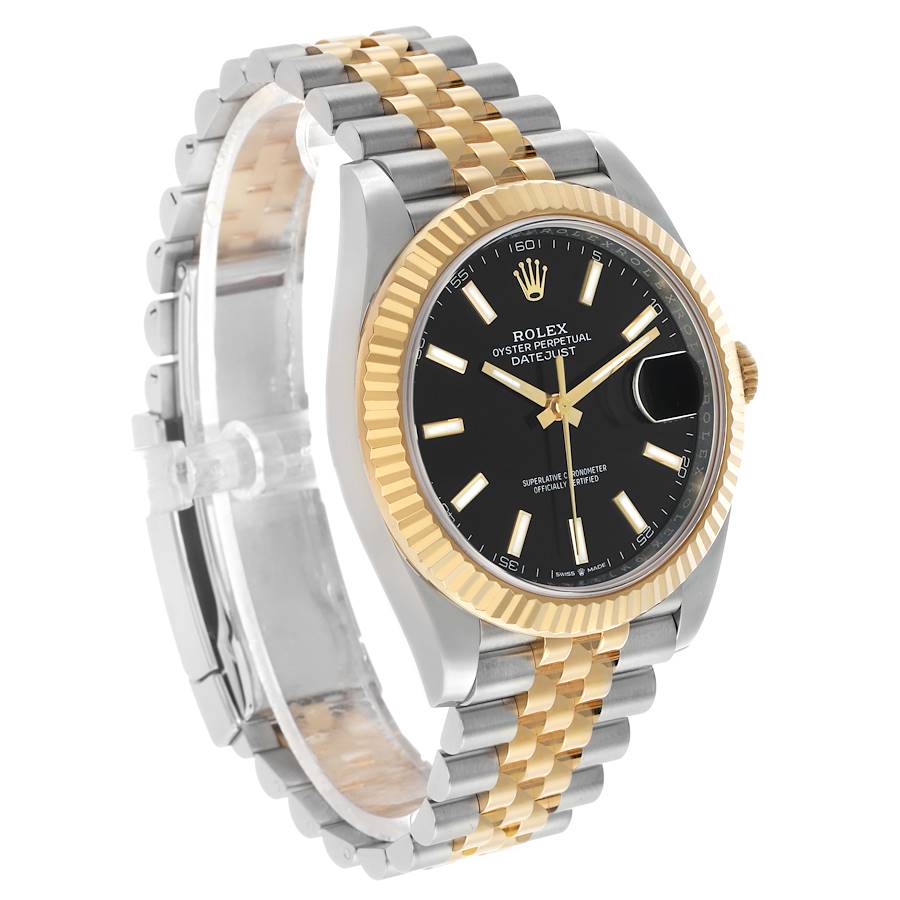 Rolex Datejust 41 Steel Yellow Gold Black Dial Mens Watch