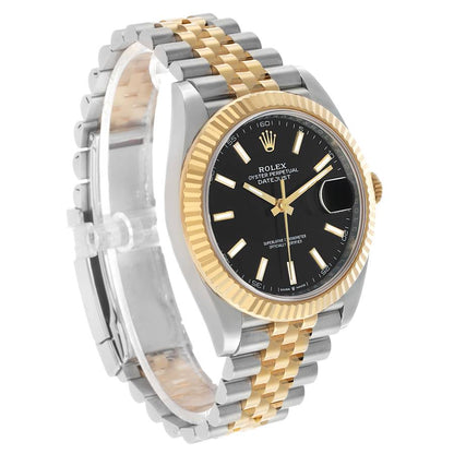 Rolex Datejust 41 Steel Yellow Gold Black Dial Mens Watch