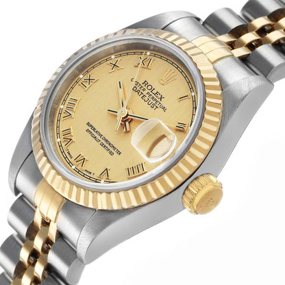 Rolex Datejust Champagne Roman Dial Steel Yellow Gold Ladies Watch