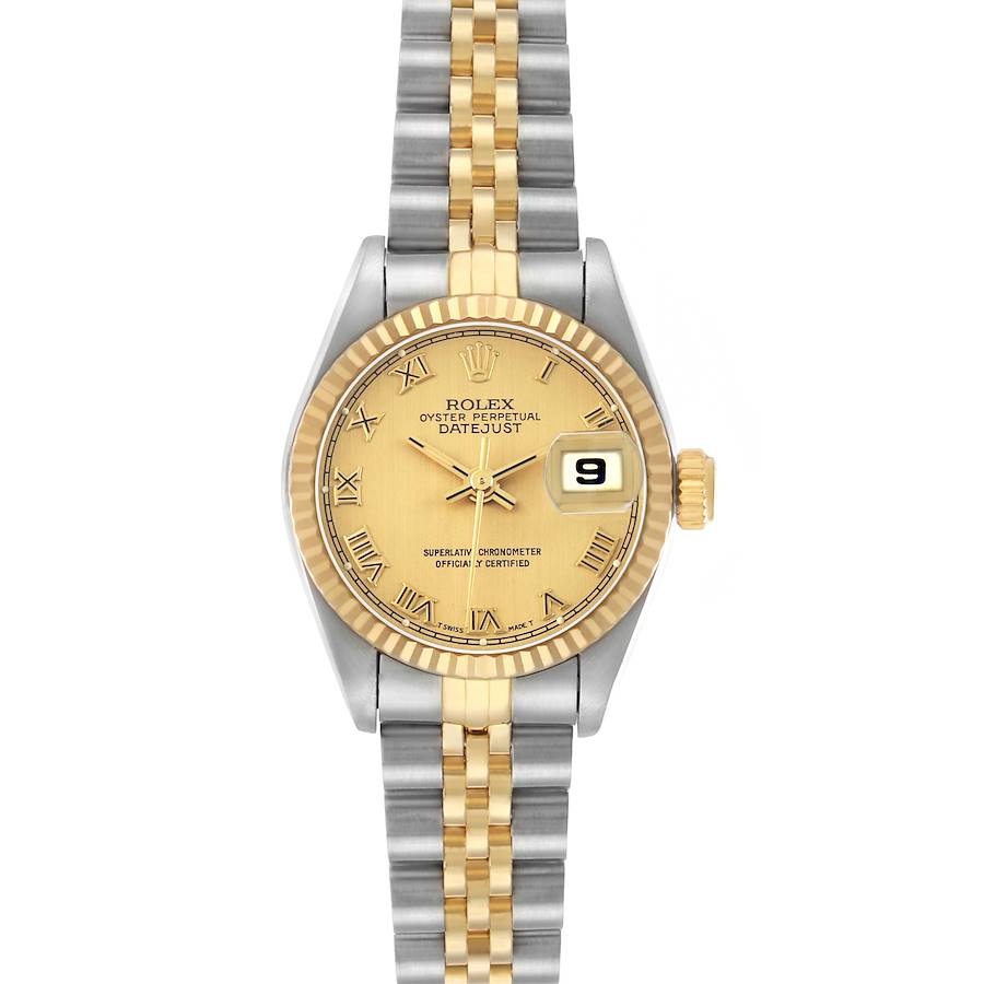 Rolex Datejust Champagne Roman Dial Steel Yellow Gold Ladies Watch