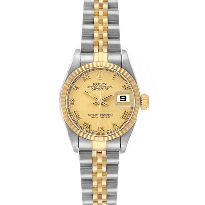 Rolex Datejust Champagne Roman Dial Steel Yellow Gold Ladies Watch