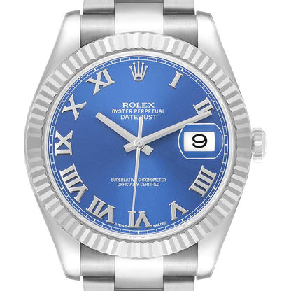 Rolex Datejust II 41 Steel White Gold Blue Dial Mens Watch