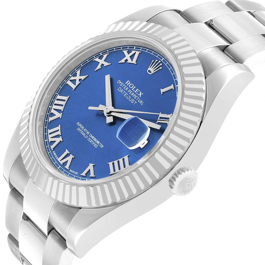 Rolex Datejust II 41 Steel White Gold Blue Dial Mens Watch