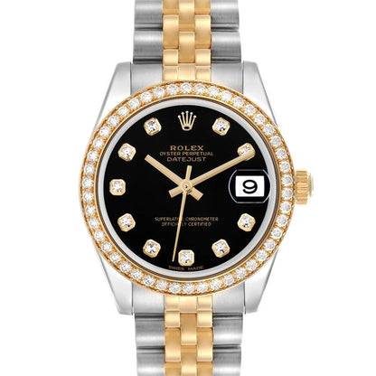 Rolex Datejust Midsize Steel Yellow Gold Diamond Ladies Watch