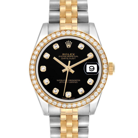 Rolex Datejust Midsize Steel Yellow Gold Diamond Ladies Watch