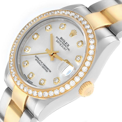 Rolex Datejust Midsize Steel Yellow Gold Diamond Ladies Watch