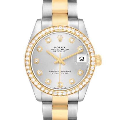 Rolex Datejust Midsize Steel Yellow Gold Diamond Ladies Watch
