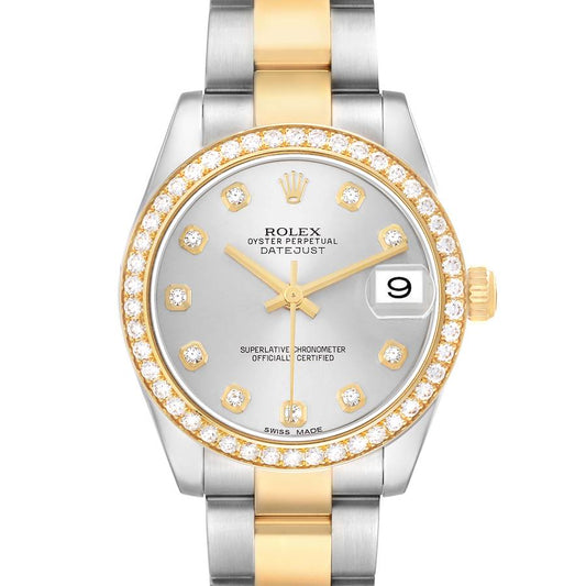 Rolex Datejust Midsize Steel Yellow Gold Diamond Ladies Watch