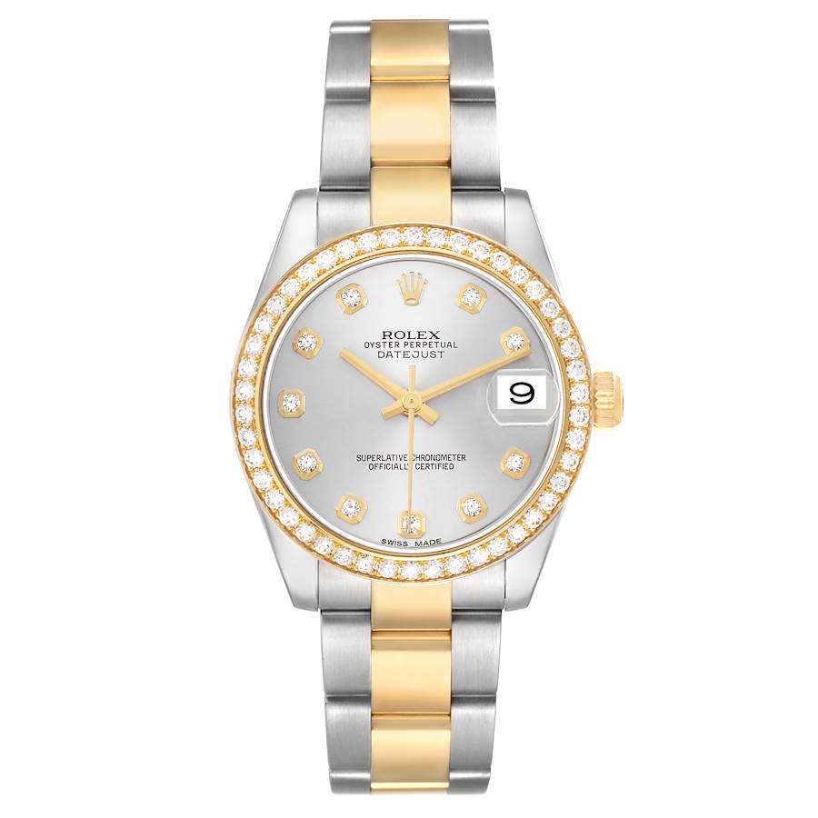 Rolex Datejust Midsize Steel Yellow Gold Diamond Ladies Watch