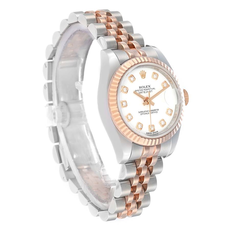 Rolex Datejust Steel Rose Gold Diamond Dial Ladies Watch