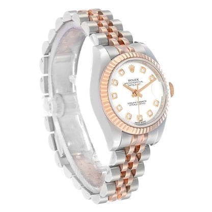 Rolex Datejust Steel Rose Gold Diamond Dial Ladies Watch