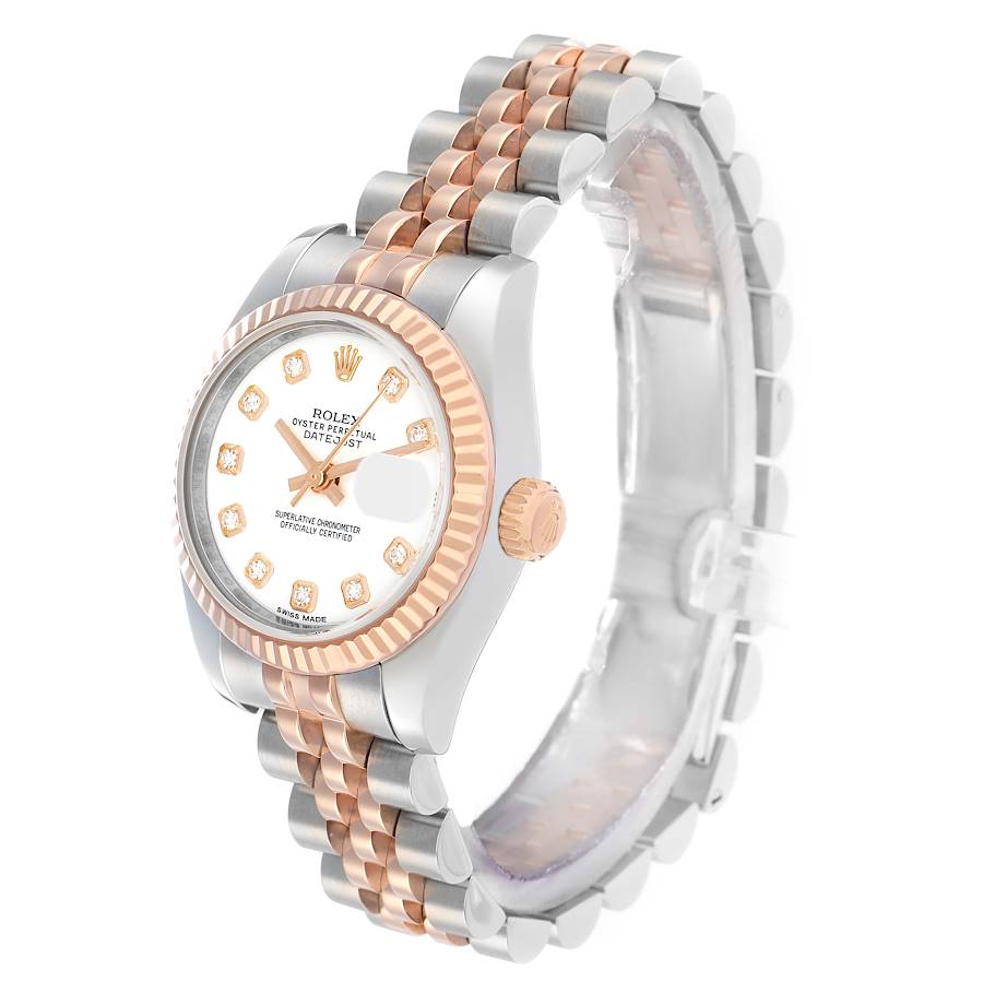 Rolex Datejust Steel Rose Gold Diamond Dial Ladies Watch