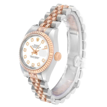 Rolex Datejust Steel Rose Gold Diamond Dial Ladies Watch