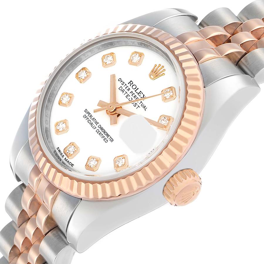Rolex Datejust Steel Rose Gold Diamond Dial Ladies Watch