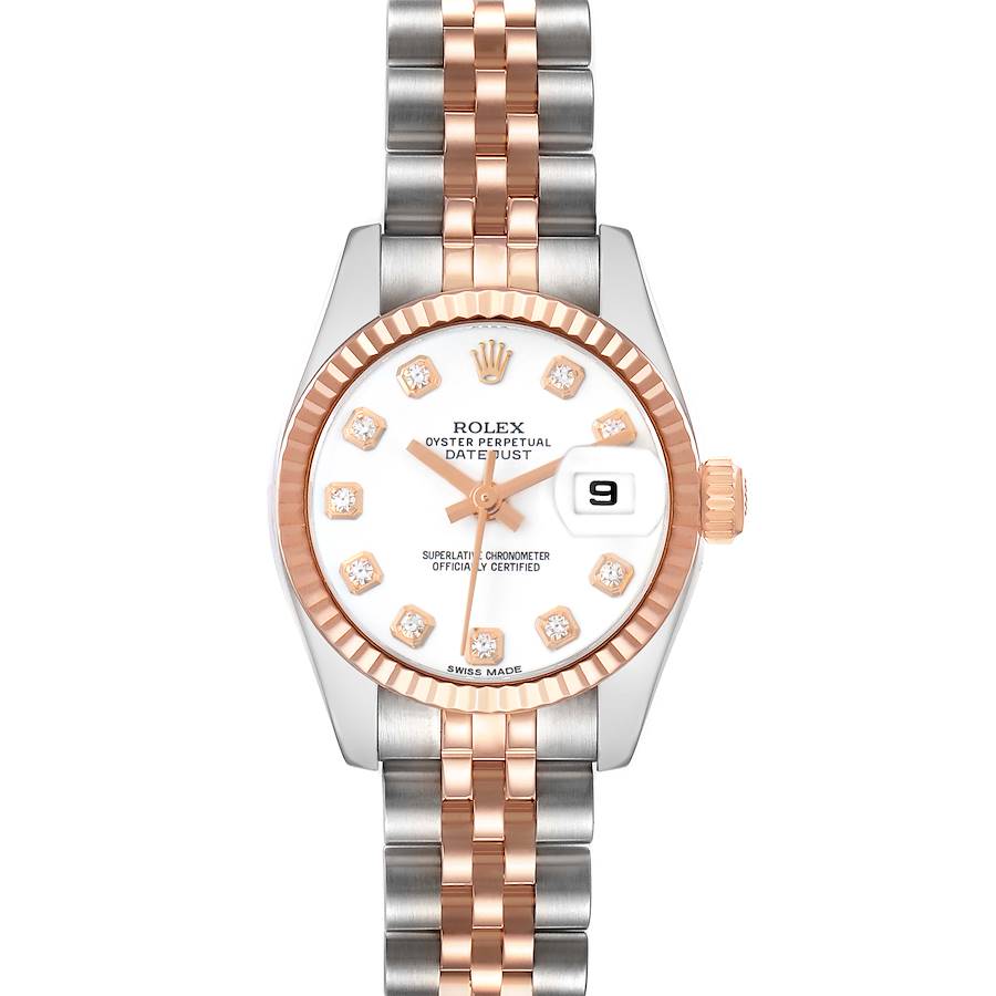 Rolex Datejust Steel Rose Gold Diamond Dial Ladies Watch