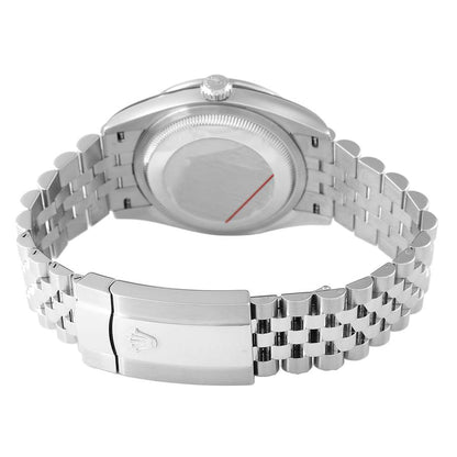 Rolex Datejust Steel Silver Diamond Dial Mens Watch