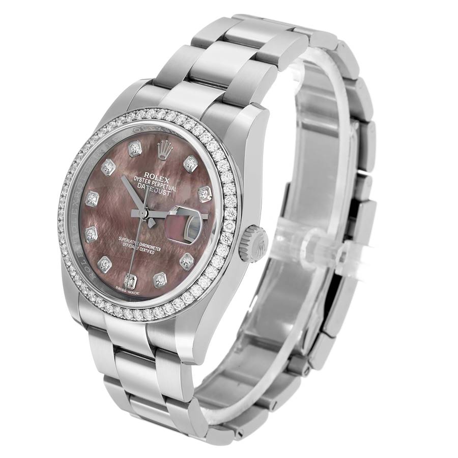 Rolex Datejust Steel White Gold Diamond Mother of Pearl Watch