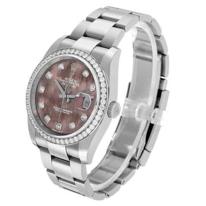 Rolex Datejust Steel White Gold Diamond Mother of Pearl Watch