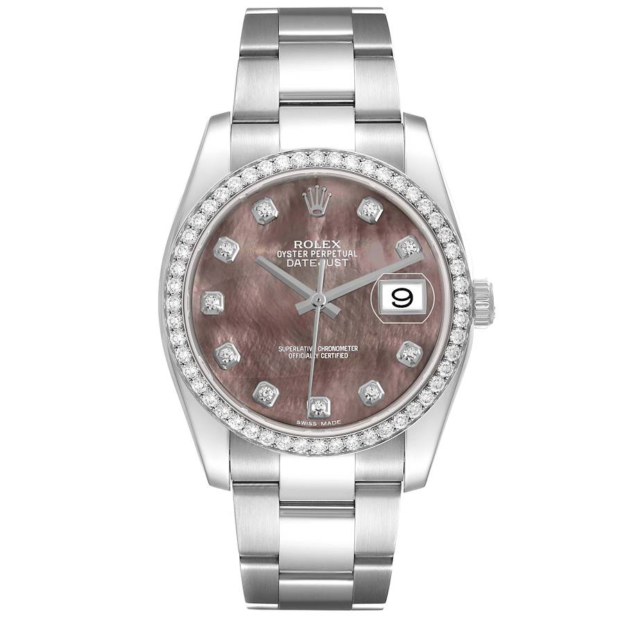 Rolex Datejust Steel White Gold Diamond Mother of Pearl Watch