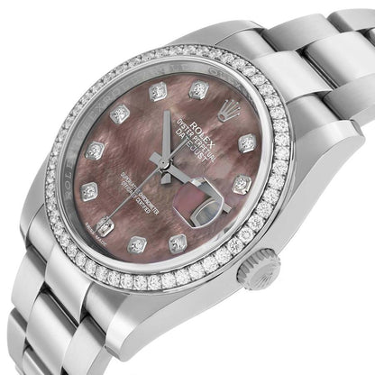 Rolex Datejust Steel White Gold Diamond Mother of Pearl Watch