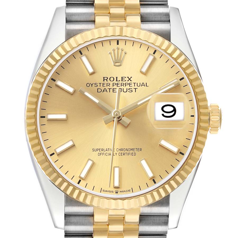 Rolex Datejust Steel Yellow Gold Champagne Dial Mens Watch