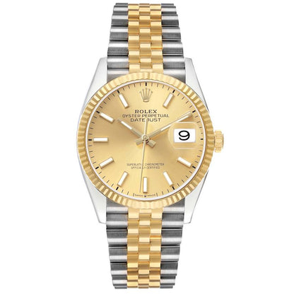 Rolex Datejust Steel Yellow Gold Champagne Dial Mens Watch