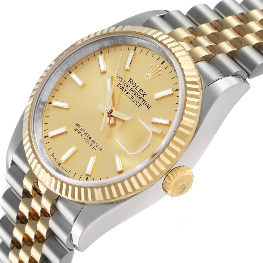 Rolex Datejust Steel Yellow Gold Champagne Dial Mens Watch