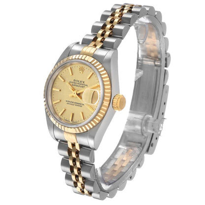 Rolex Datejust Steel Yellow Gold Champagne Linen Dial Ladies Watch