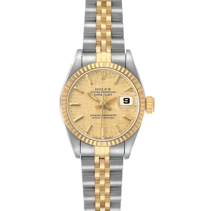 Rolex Datejust Steel Yellow Gold Champagne Linen Dial Ladies Watch