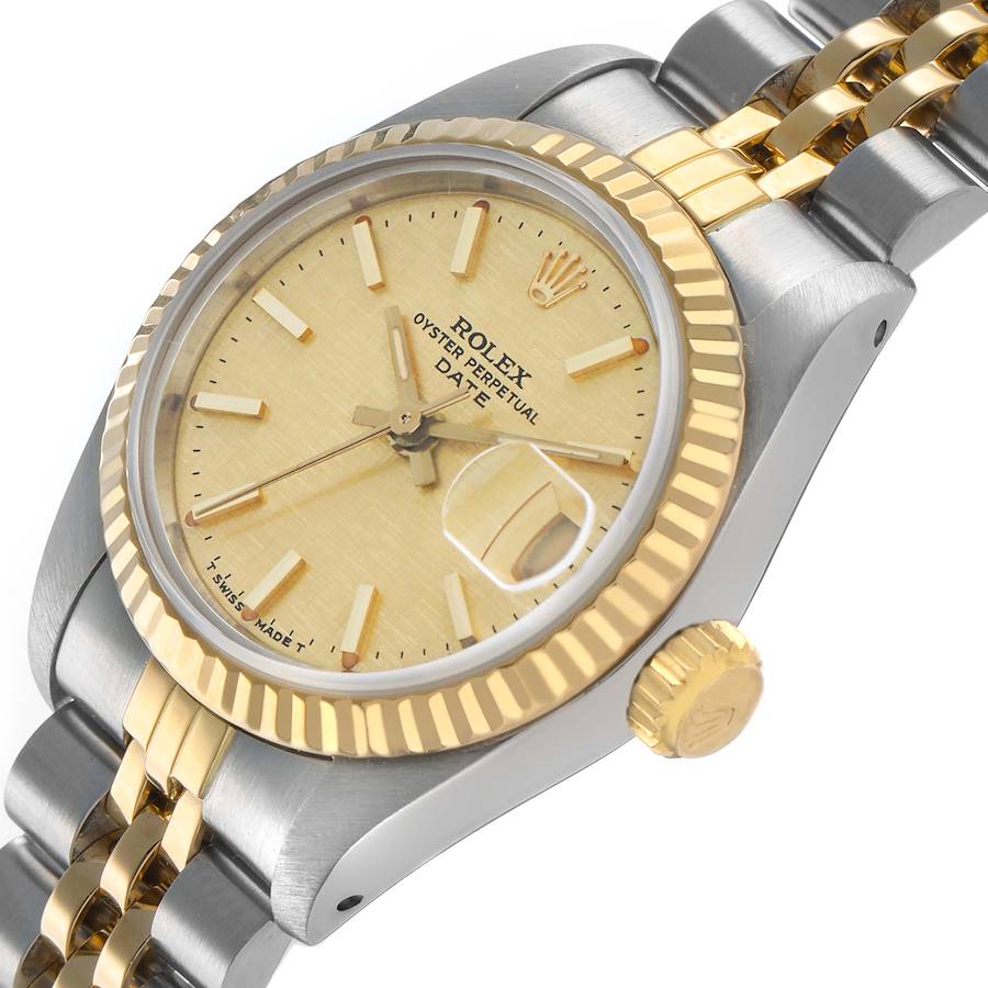 Rolex Datejust Steel Yellow Gold Champagne Linen Dial Ladies Watch