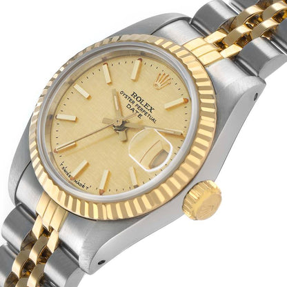 Rolex Datejust Steel Yellow Gold Champagne Linen Dial Ladies Watch