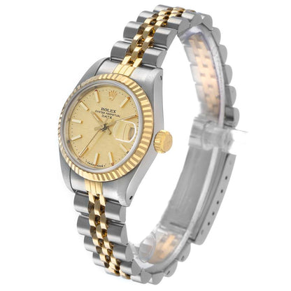 Rolex Datejust Steel Yellow Gold Champagne Linen Dial Ladies Watch