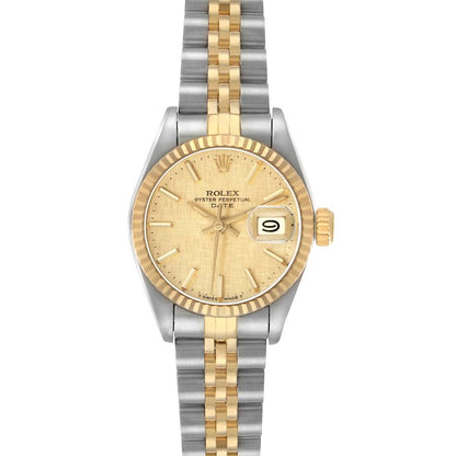 Rolex Datejust Steel Yellow Gold Champagne Linen Dial Ladies Watch