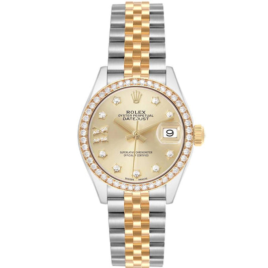 Rolex Datejust Steel Yellow Gold Diamond Ladies Watch