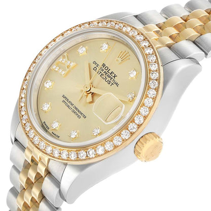 Rolex Datejust Steel Yellow Gold Diamond Ladies Watch