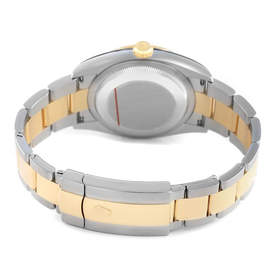 Rolex Datejust Steel Yellow Gold Silver Diamond Dial Mens Watch