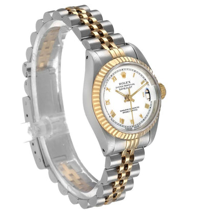 Rolex Datejust White Roman Dial Steel Yellow Gold Ladies Watch