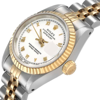 Rolex Datejust White Roman Dial Steel Yellow Gold Ladies Watch