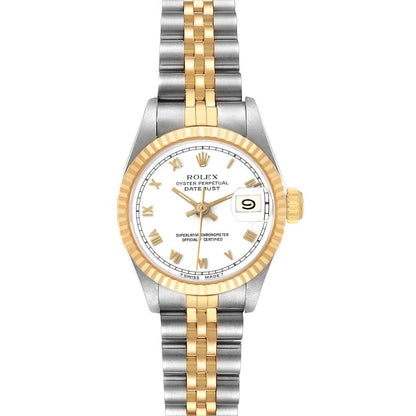 Rolex Datejust White Roman Dial Steel Yellow Gold Ladies Watch