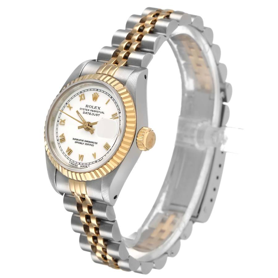 Rolex Datejust White Roman Dial Steel Yellow Gold Ladies Watch