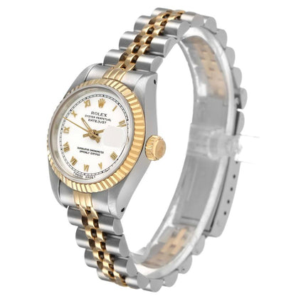 Rolex Datejust White Roman Dial Steel Yellow Gold Ladies Watch
