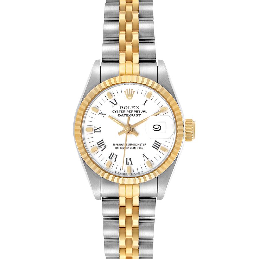Rolex Datejust White Roman Dial Steel Yellow Gold Ladies Watch