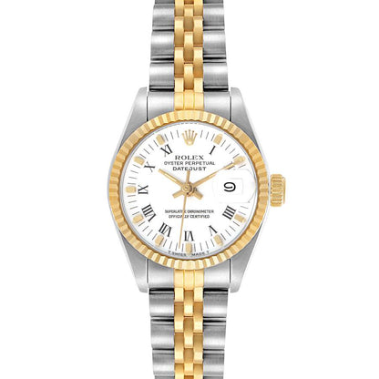 Rolex Datejust White Roman Dial Steel Yellow Gold Ladies Watch