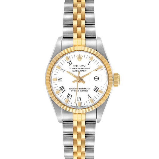 Rolex Datejust White Roman Dial Steel Yellow Gold Ladies Watch